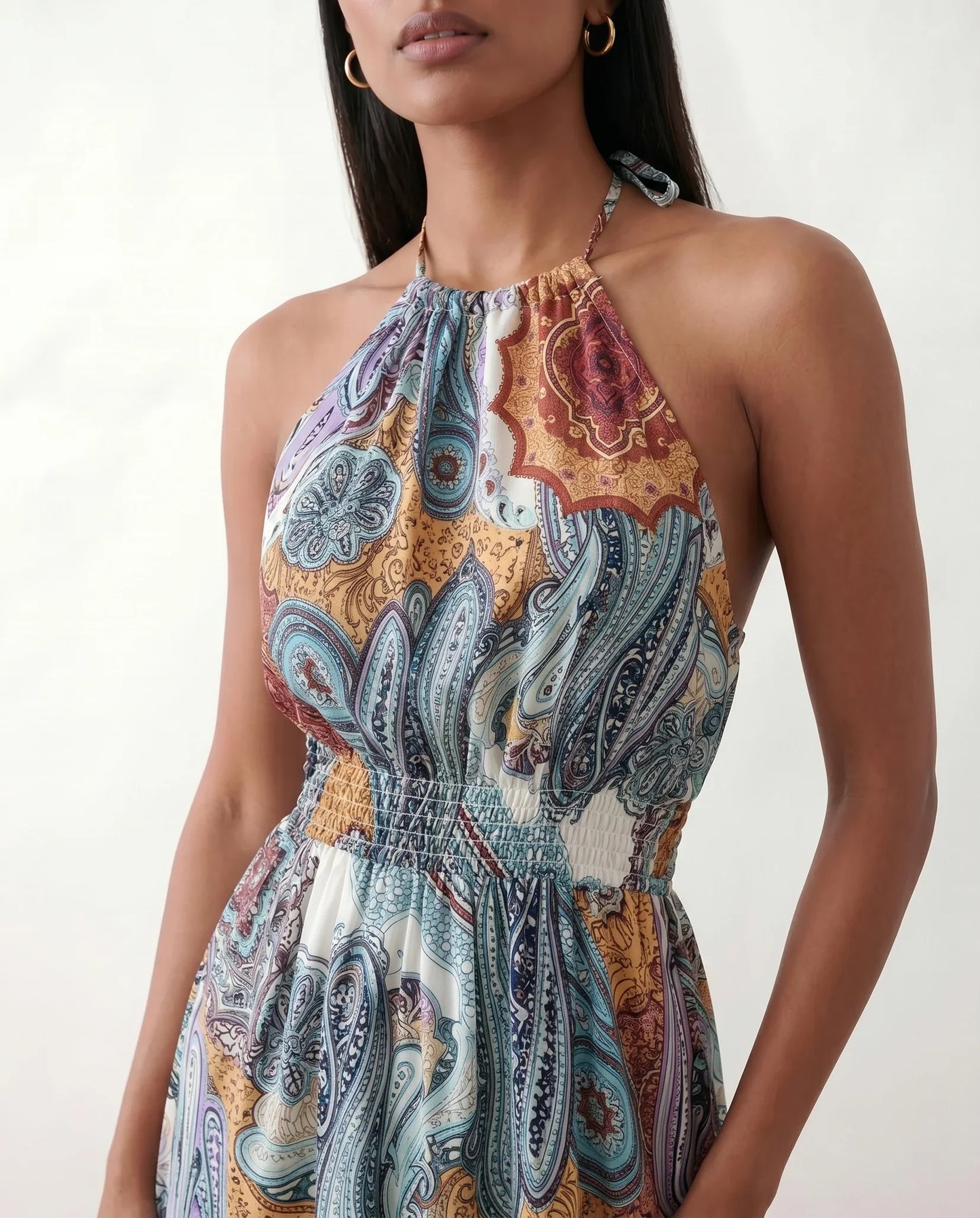 Clemence | Women's Halter A-Line Maxi Dress