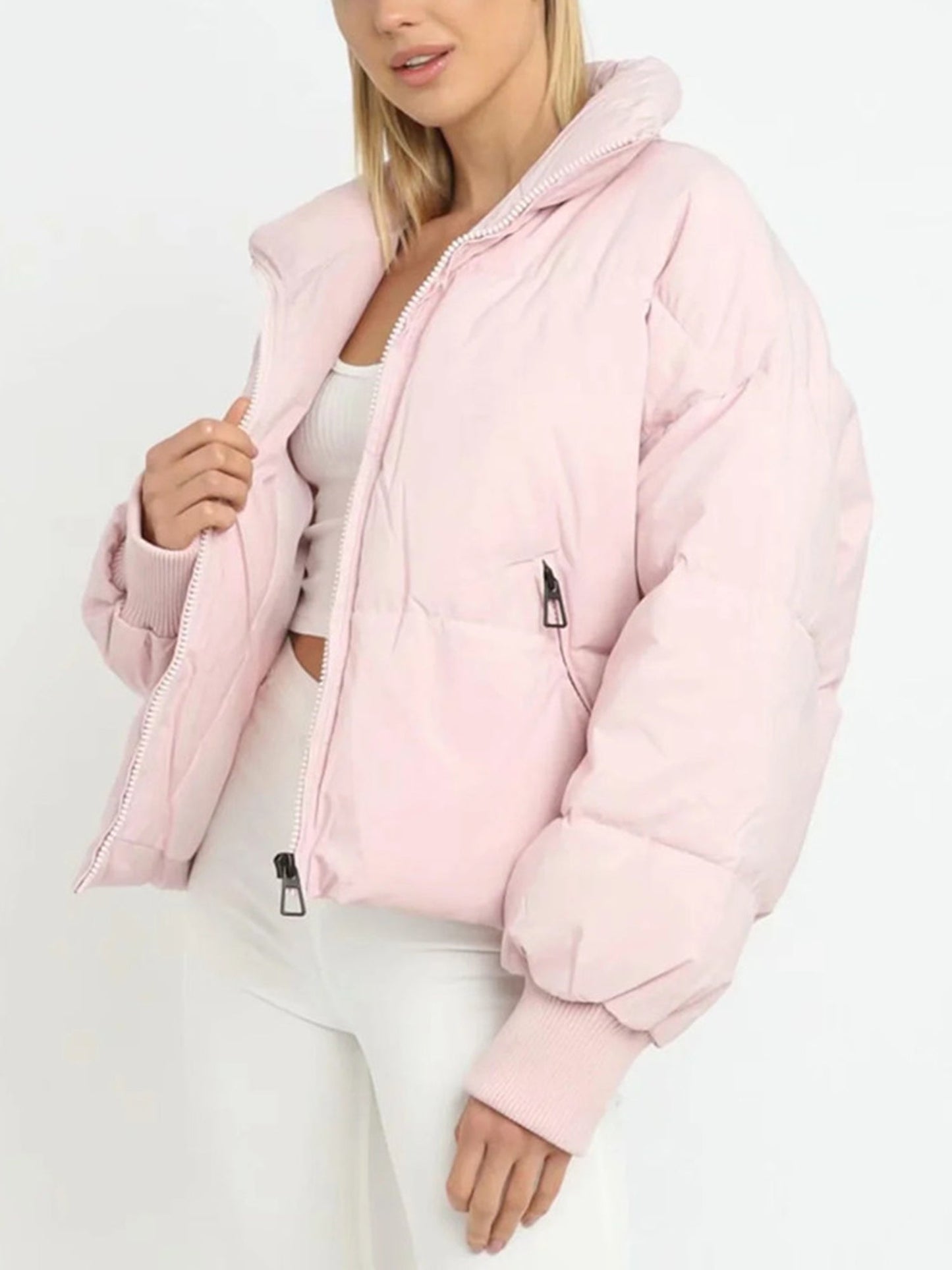 Zuri | Stand Collar Cropped Puffer Jacket