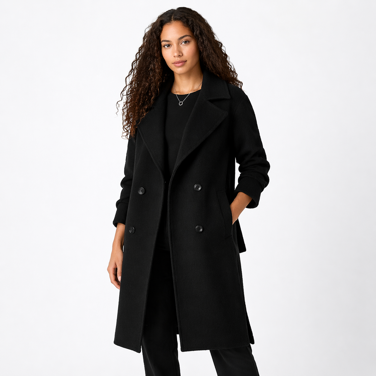 Elmoure | Classic Trench Coat with Belt and Double Breasted Design