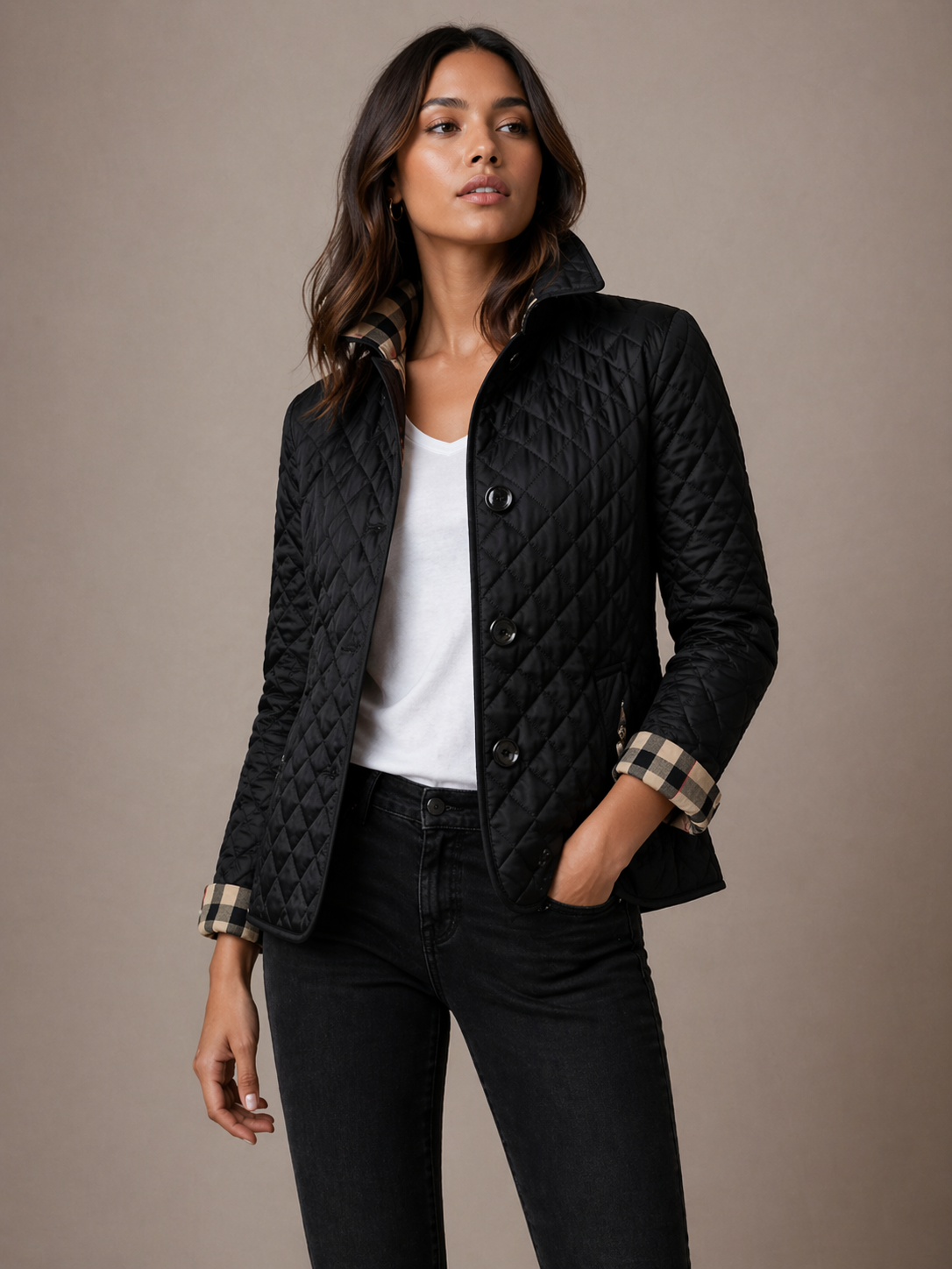 Arlisse | Diamond Quilted Button Through Jacket