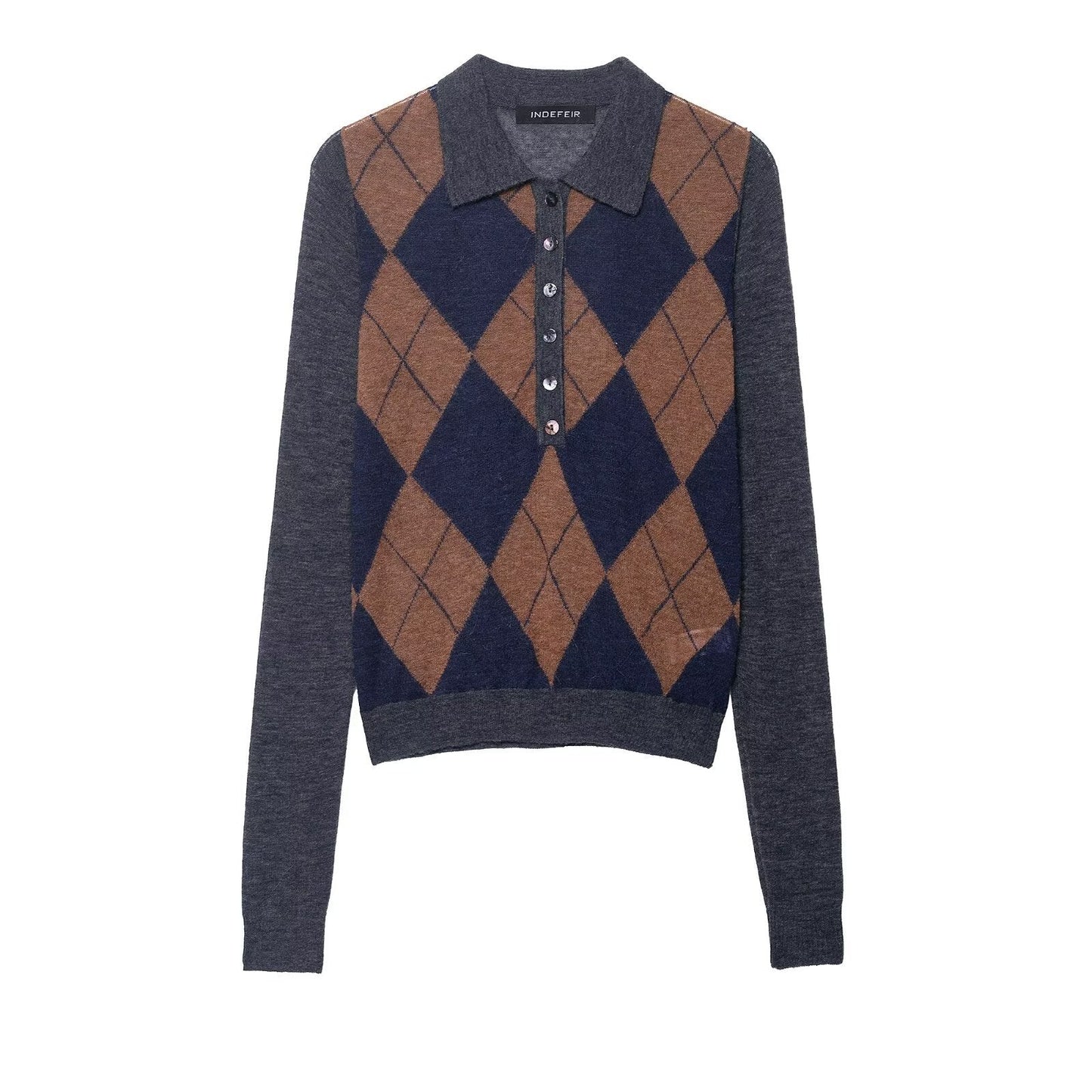 Lucette | Argyle Polo Knit Sweater