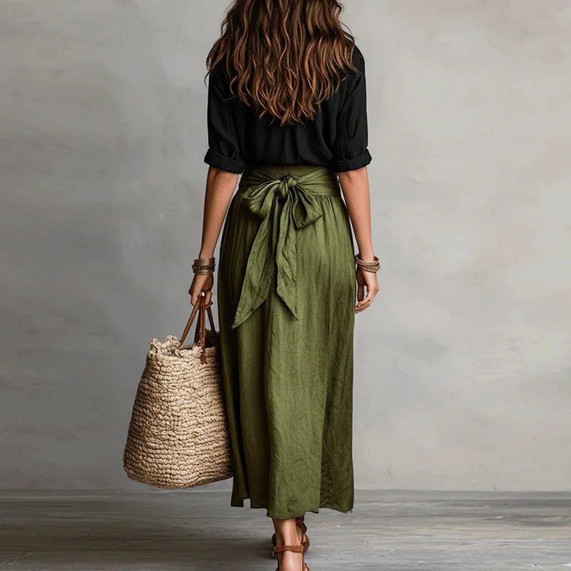 Beatrix | Linen Blouse & Midi Skirt Set