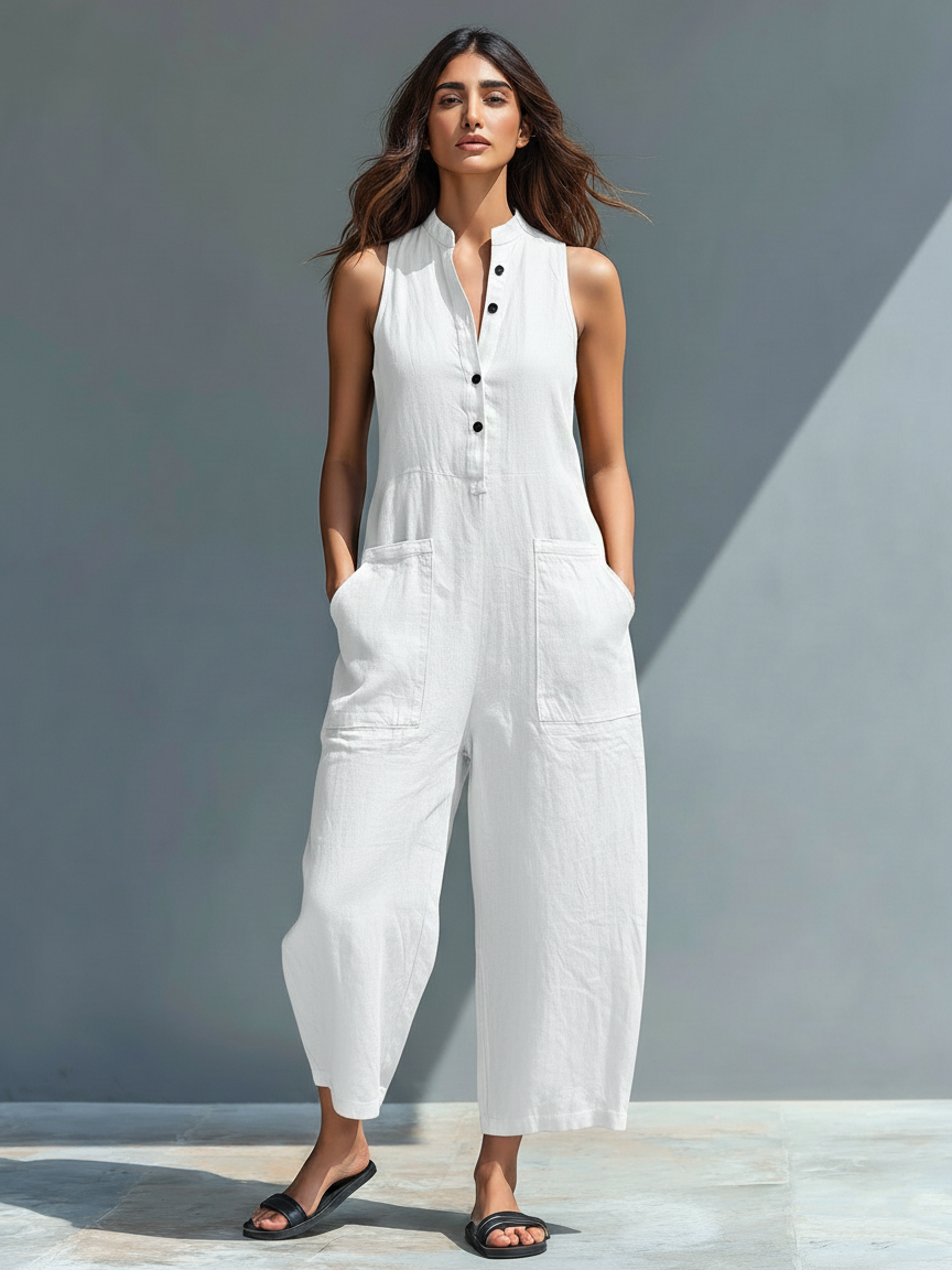 Ninon | Linen Sleeveless Jumpsuit
