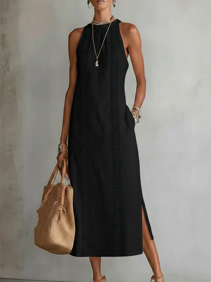 Soraya | Sleeveless Cotton Linen Midi Dress