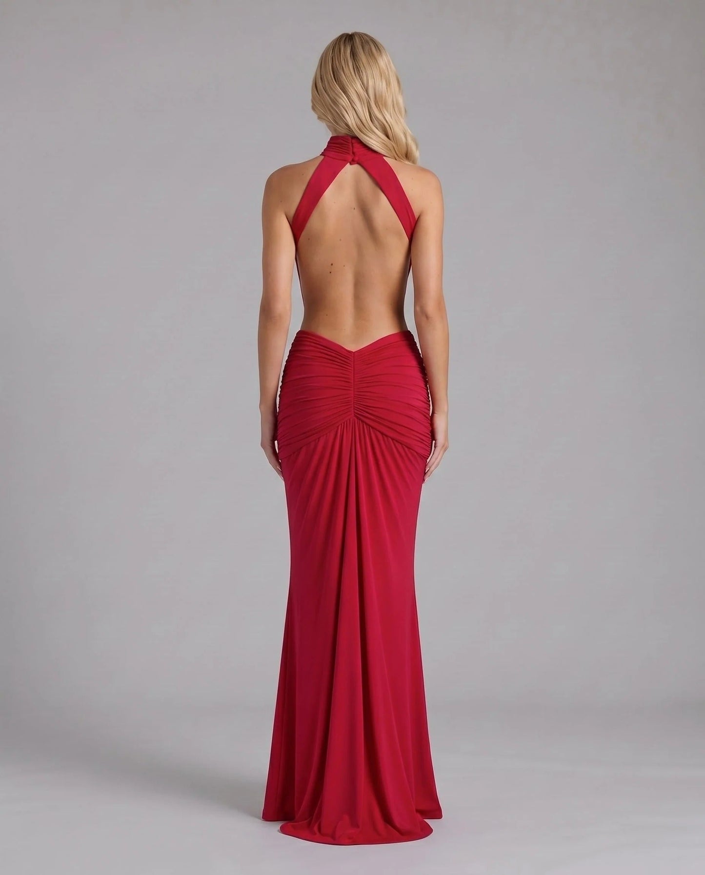 Elodie | Ruched V-Neck Long Sleeve Flowing Maxi Dress