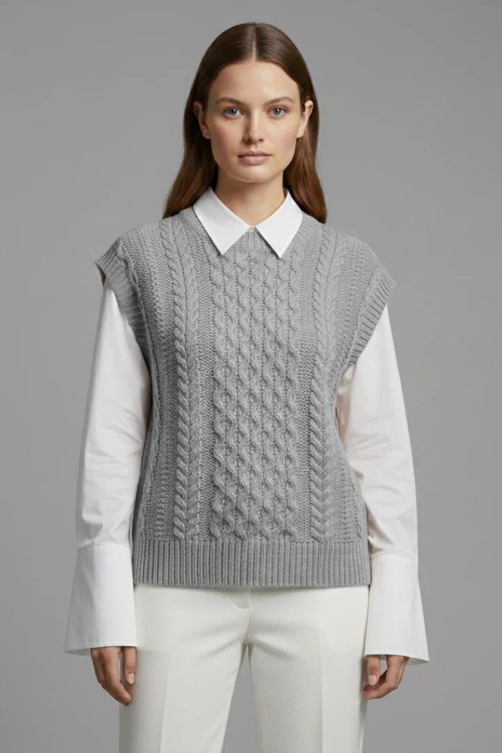 Celeste | Cable Knit Sleeveless Sweater Vest