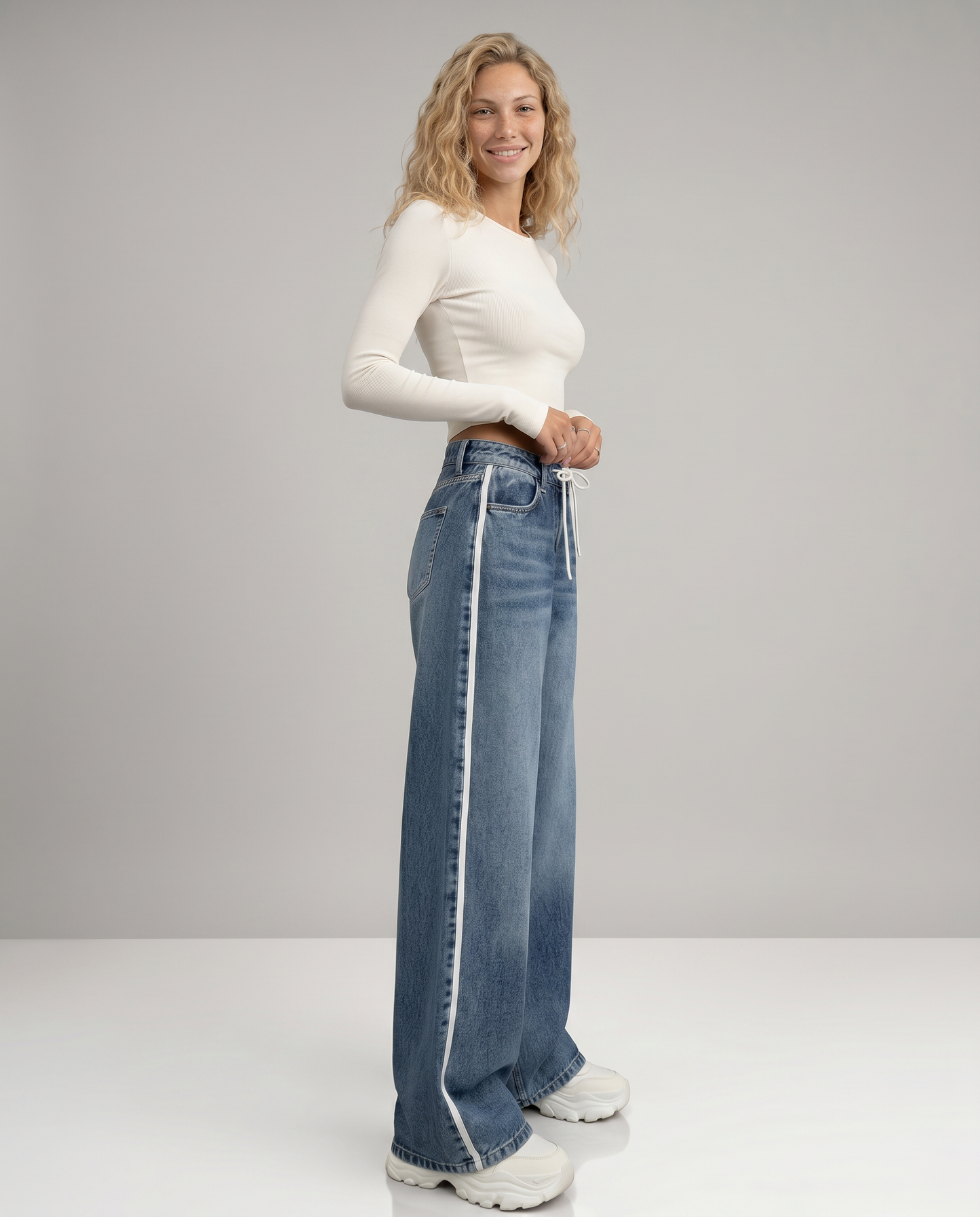 Celina | Wide Leg Side Stripe Jeans