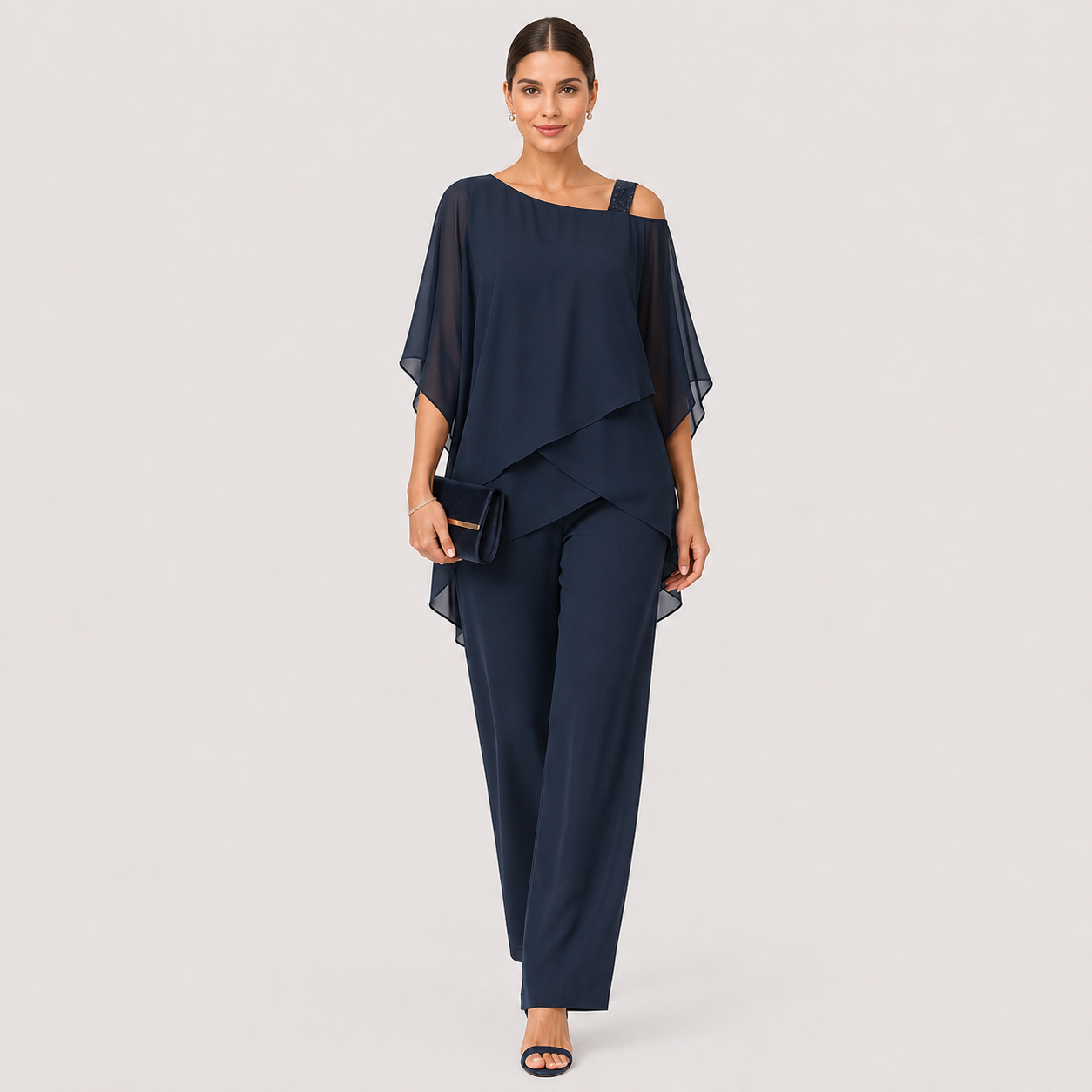 Thais | Wide-Leg Draped Formal Jumpsuit