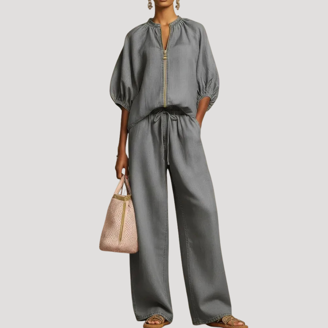 Valentine | Women's Balloon Sleeve Linen Co-ord Set