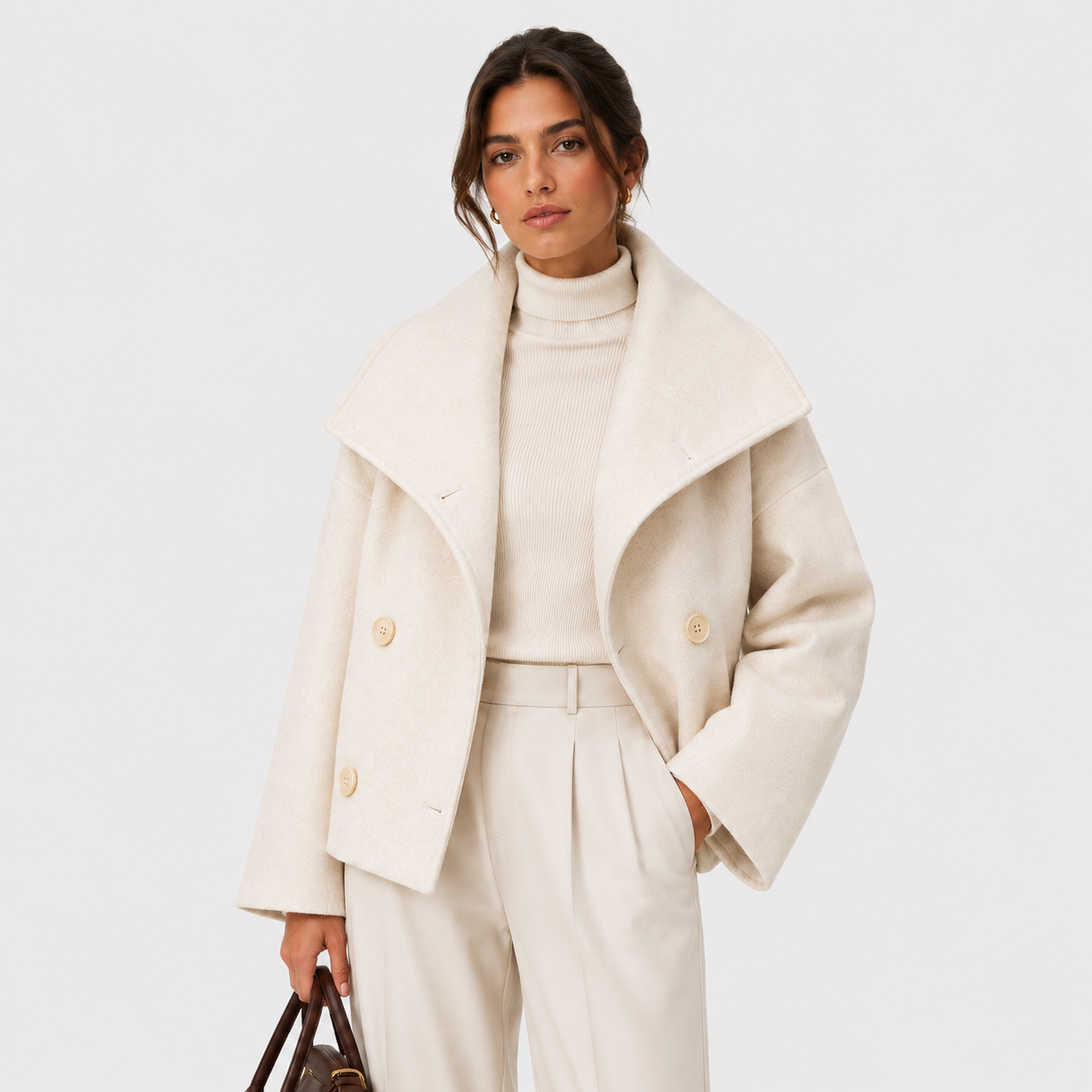 Francoise | Double-Breasted Shawl Collar Cropped Jacket