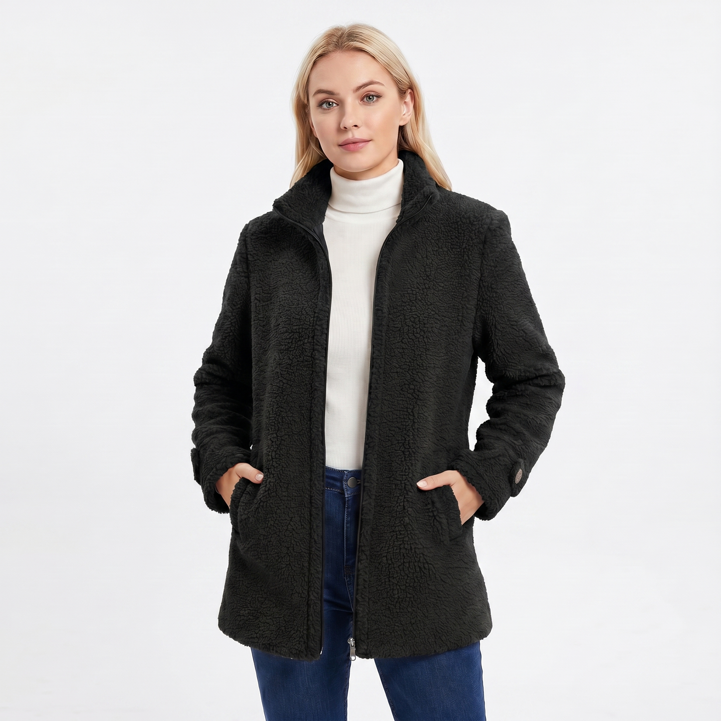 Claire | Mid Length Sherpa Teddy Coat