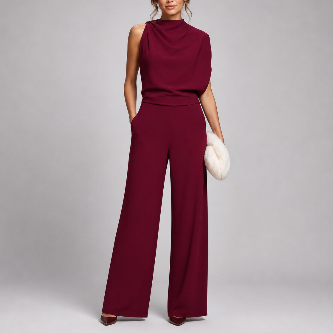 Helene | High Neck Sleeveless Wide-Leg Jumpsuit