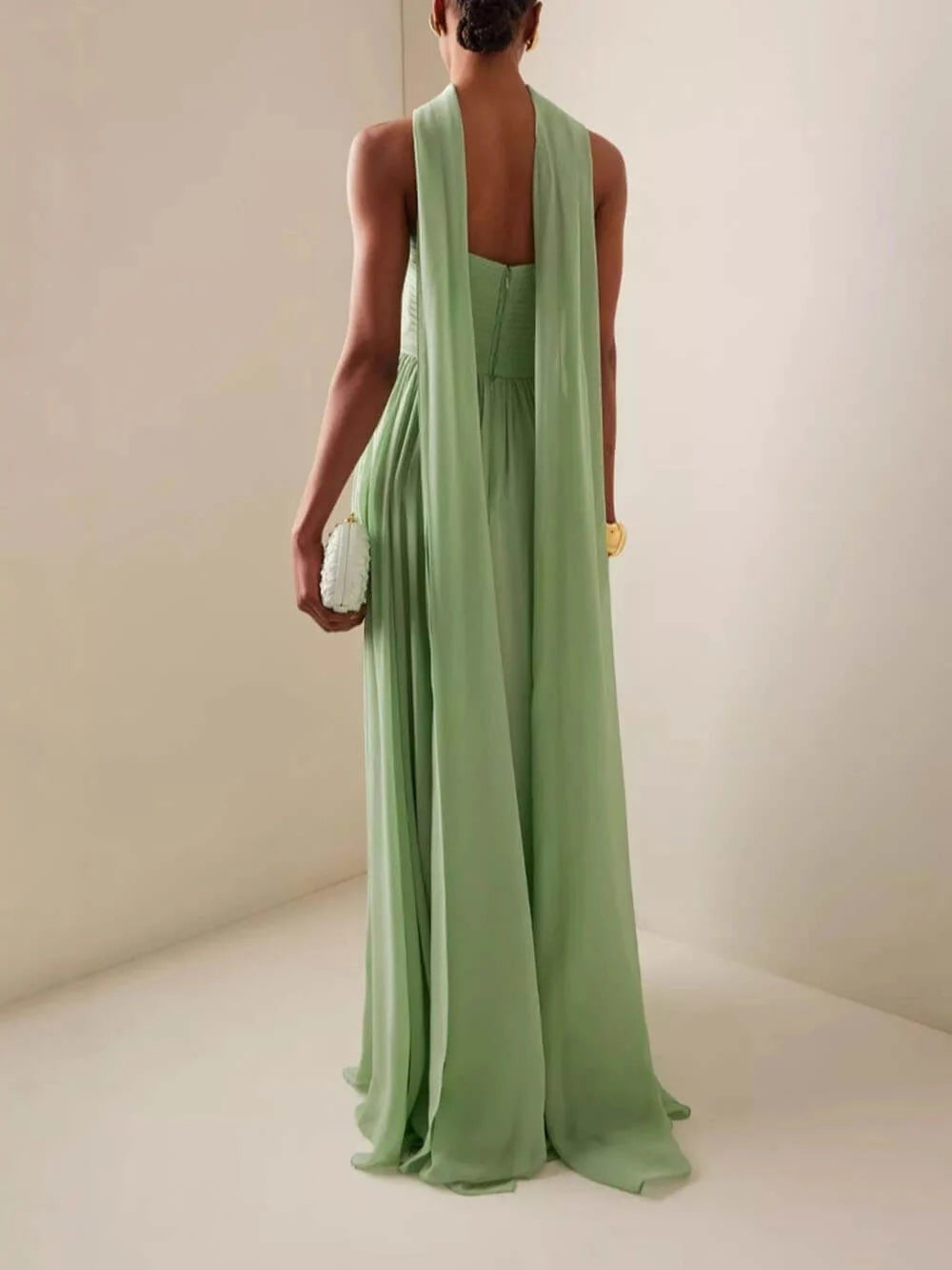 Armande | Strapless Pleated Scarf Neck Maxi Gown