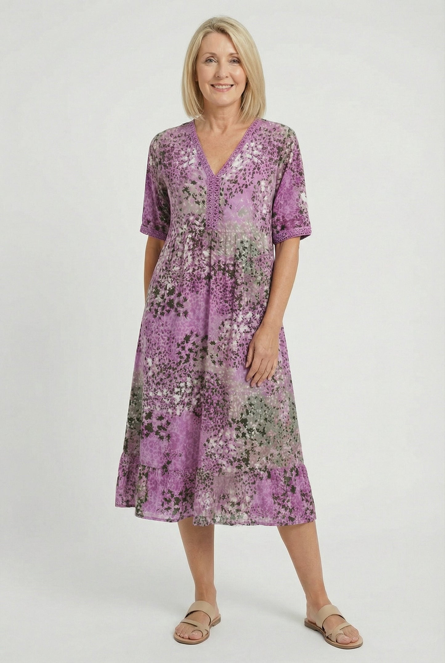 Eloise | Floral Tiered Hem Midi Dress