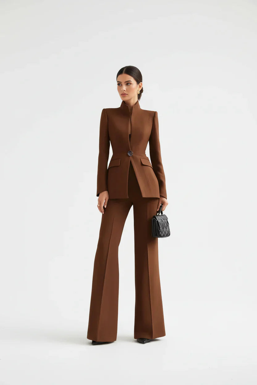 Sabine | Stand Collar Single-Button Blazer & Trouser Set