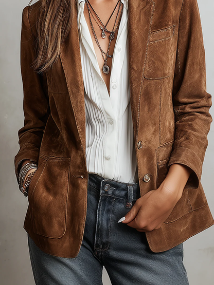Odile | Button-Down Suede Blazer