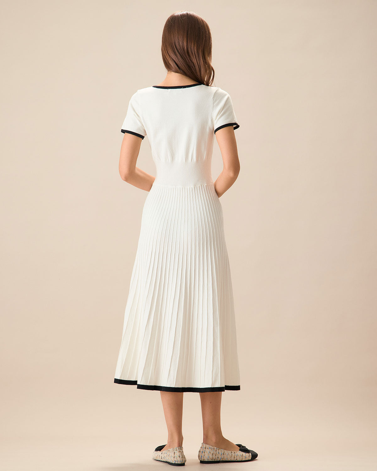 Sabrina | Contrast Knit Sweater Midi Dress