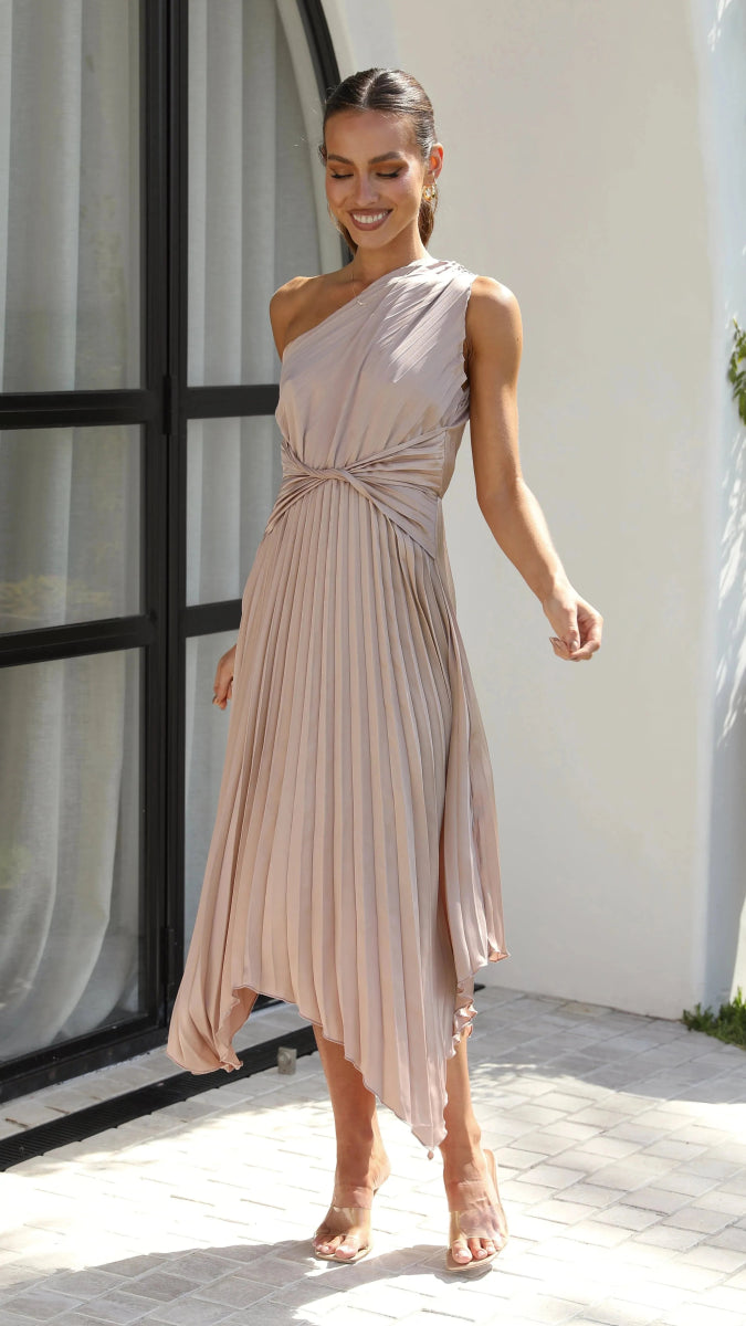 Thalia | One Shoulder Pleated Party Dress