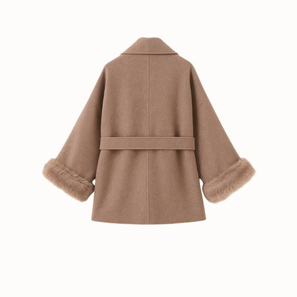 Veloura | Wool Cashmere Fur Cuff Coat