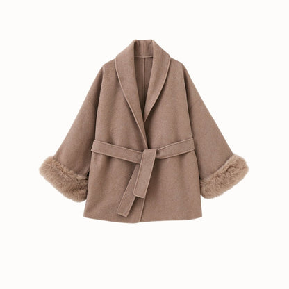 Veloura | Wool Cashmere Fur Cuff Coat