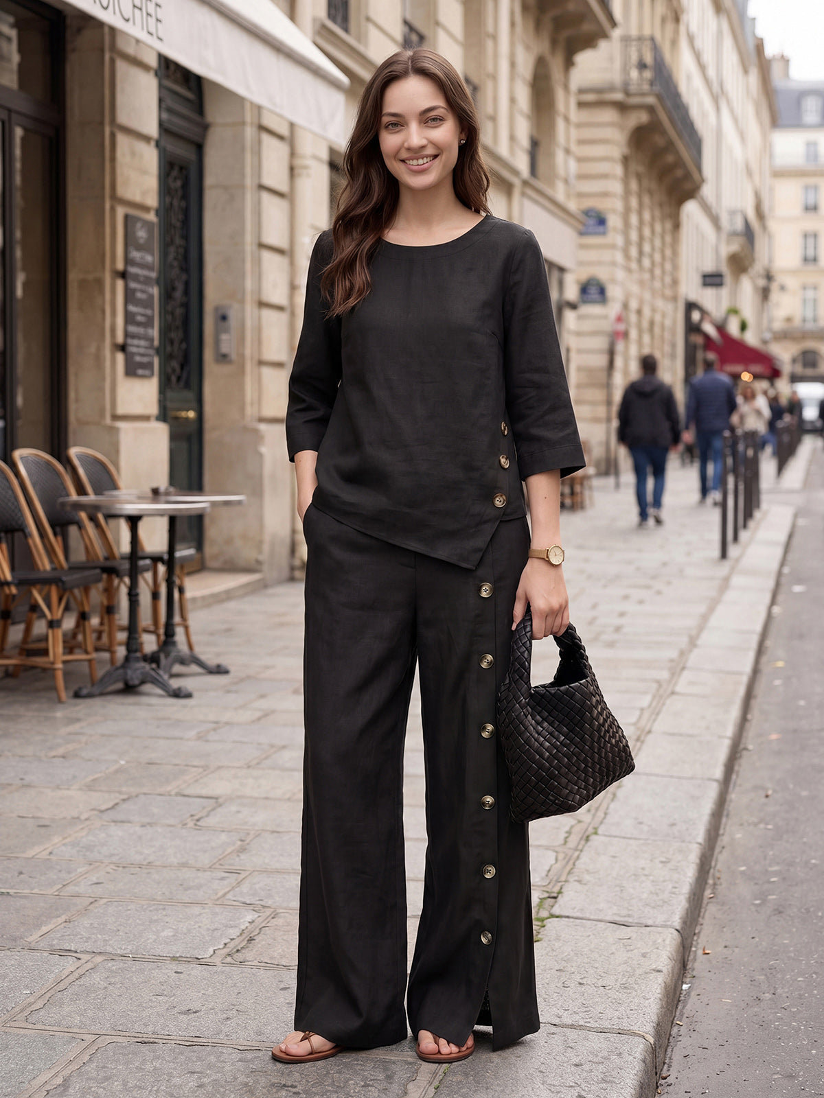 Violette | Women's Linen Top and Trouser Set