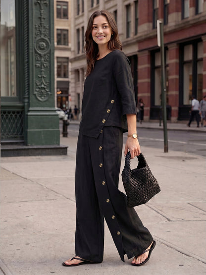 Violette | Women's Linen Top and Trouser Set