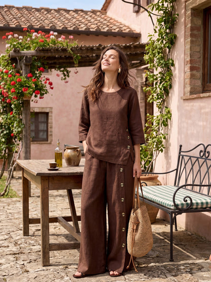 Violette | Women's Linen Top and Trouser Set