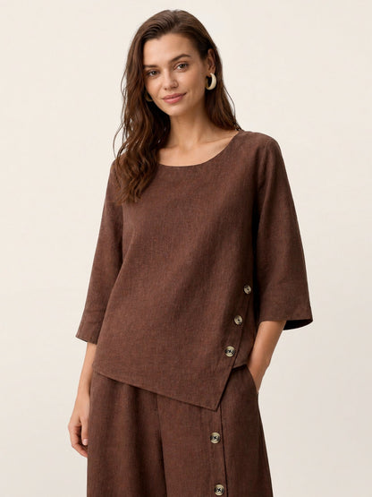Violette | Women's Linen Top and Trouser Set