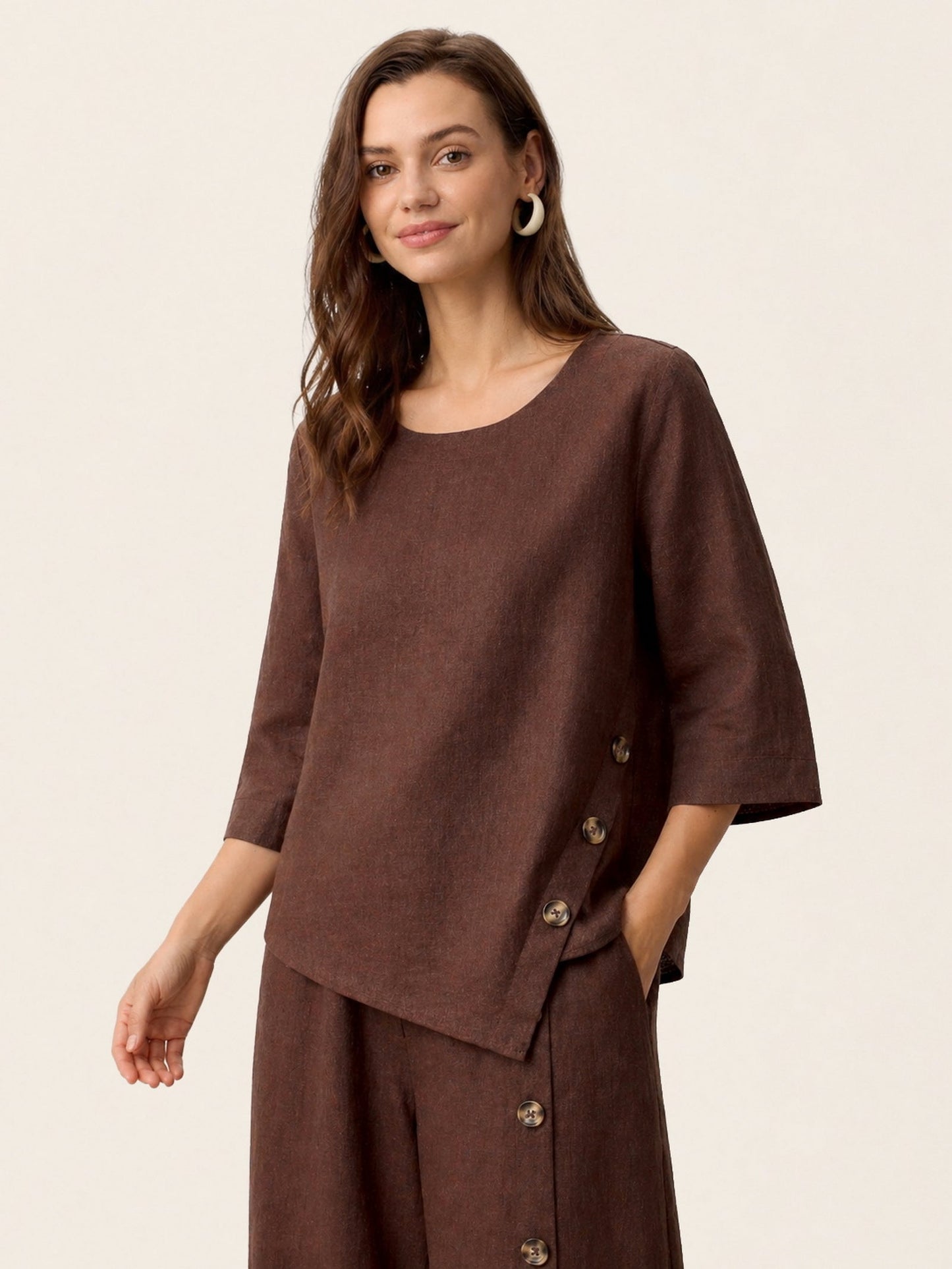 Violette | Women's Linen Top and Trouser Set