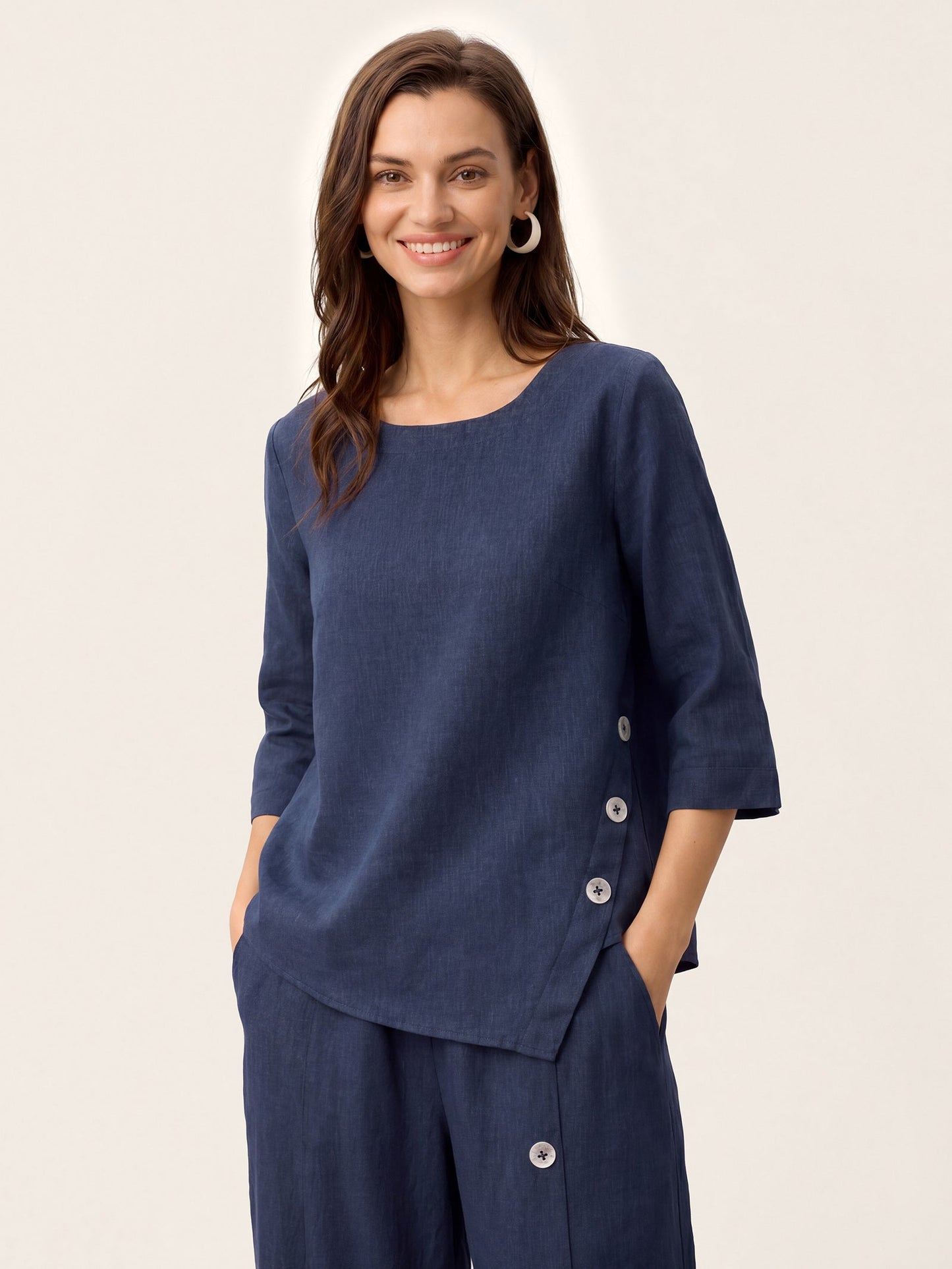 Violette | Women's Linen Top and Trouser Set