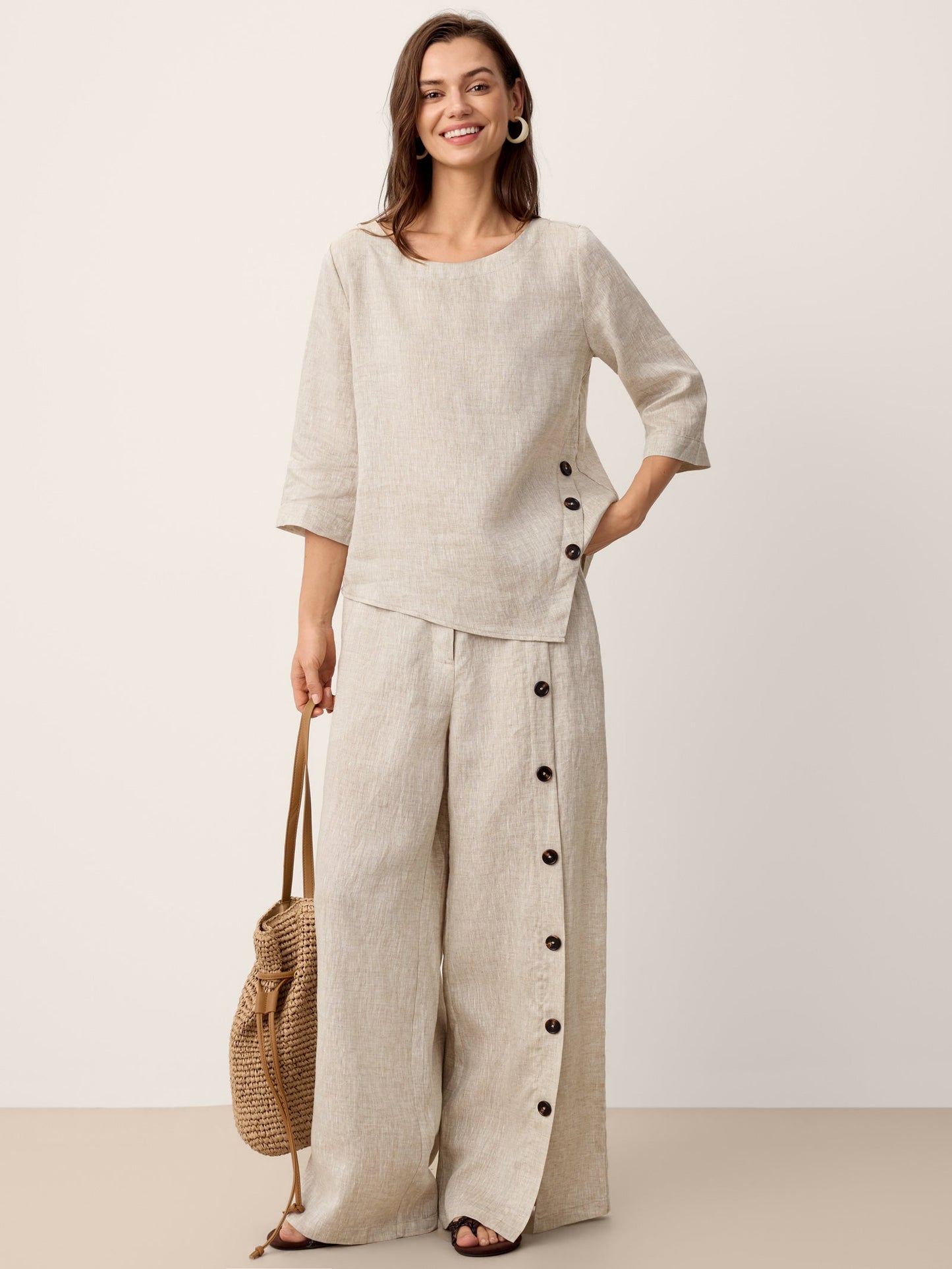 Violette | Women's Linen Top and Trouser Set