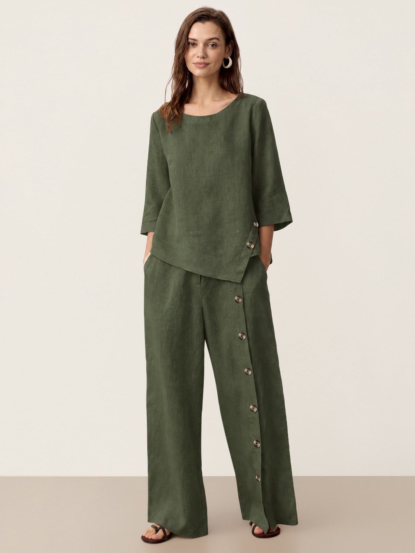 Violette | Women's Linen Top and Trouser Set