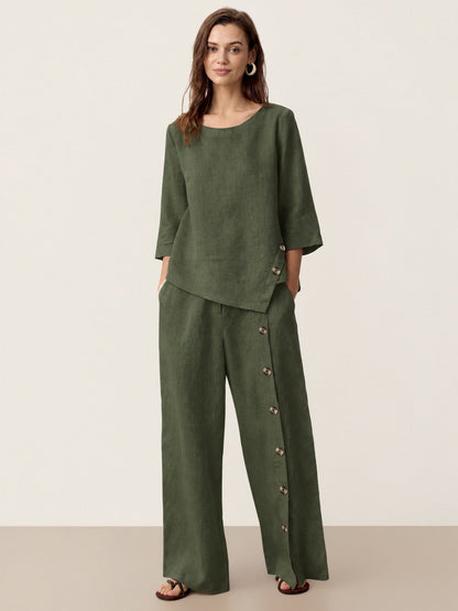 Violette | Women's Linen Top and Trouser Set