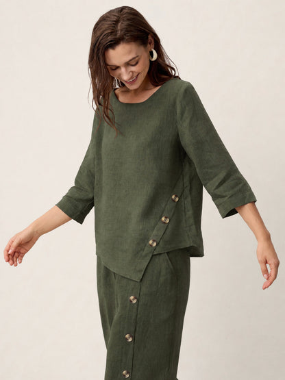 Violette | Women's Linen Top and Trouser Set