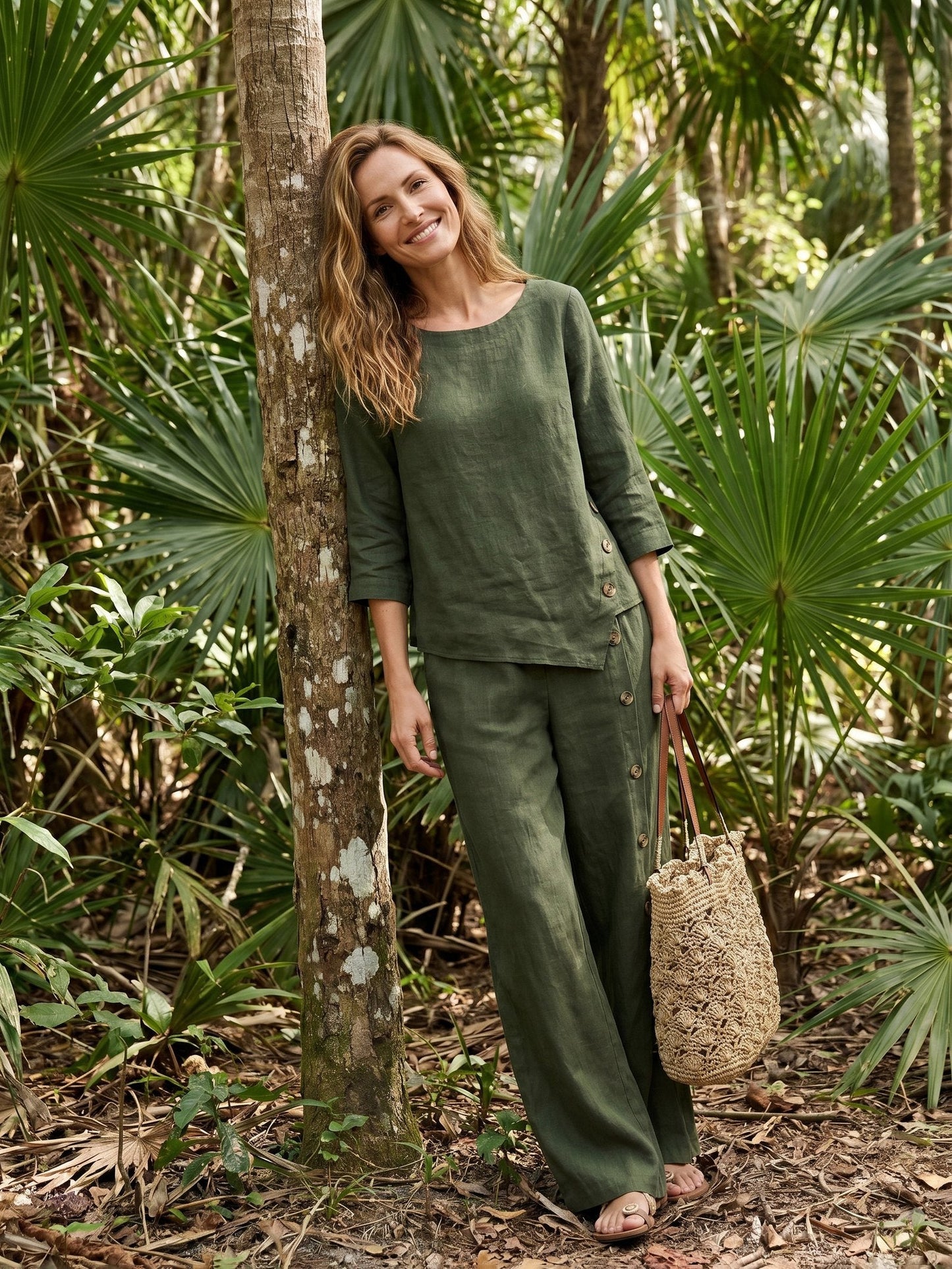 Violette | Women's Linen Top and Trouser Set