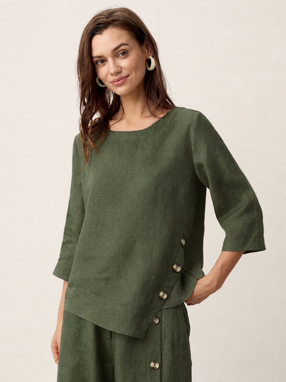 Violette | Women's Linen Top and Trouser Set