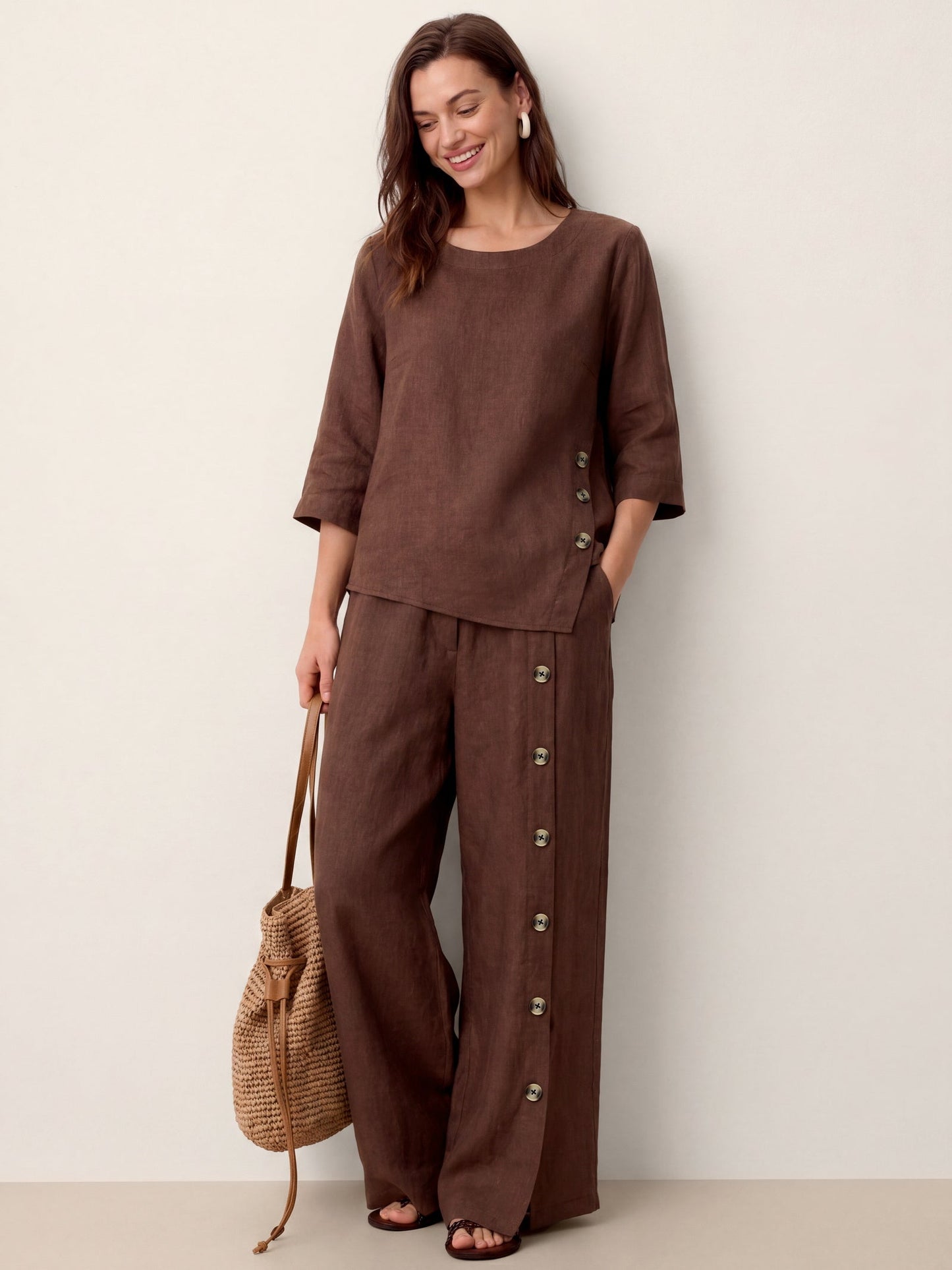 Violette | Women's Linen Top and Trouser Set