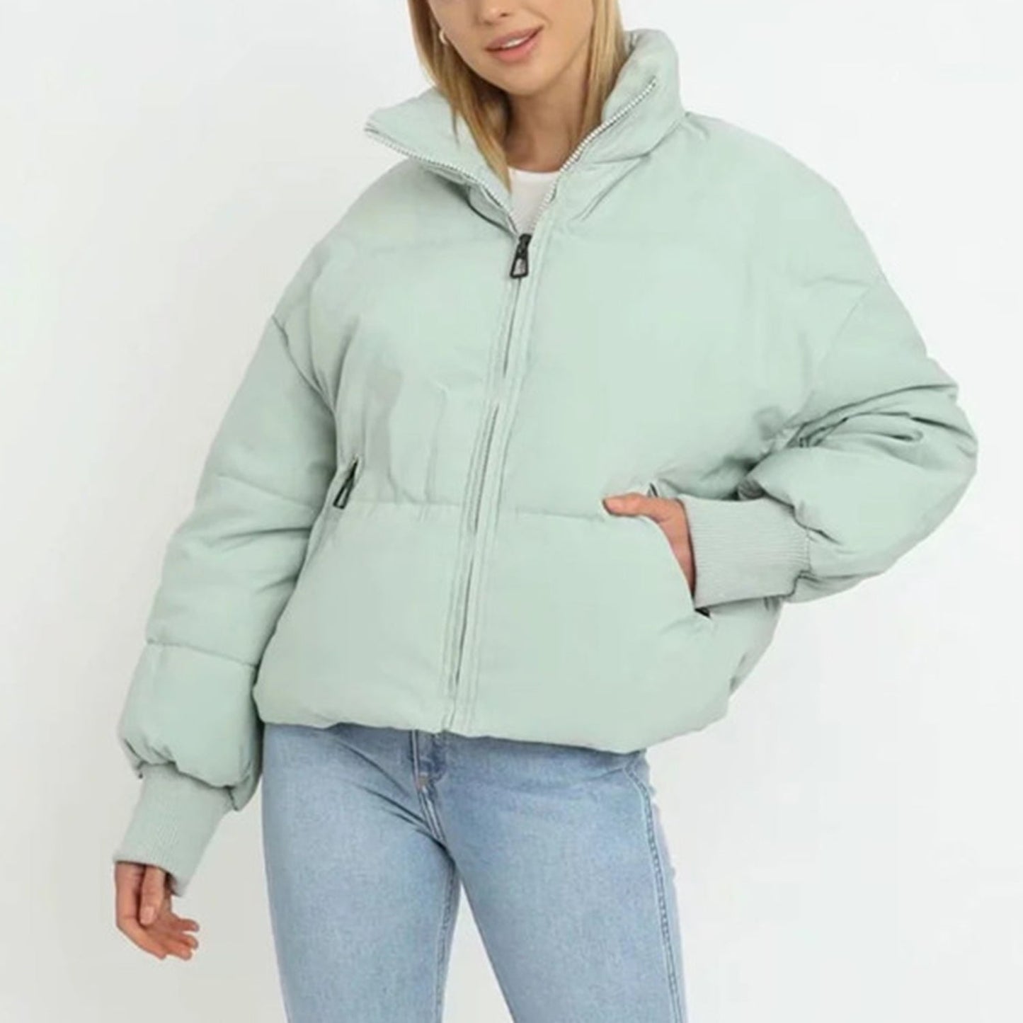 Zuri | Stand Collar Cropped Puffer Jacket