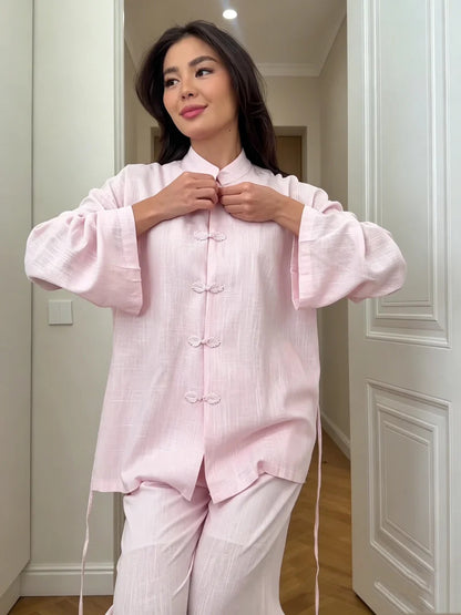 Renee | Lace-Up Linen Co-Ord Set