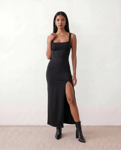 Domitille | Square Neck Open-Back Bodycon Maxi Dress