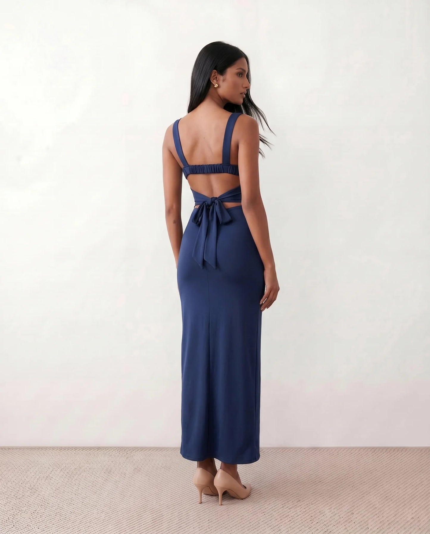 Domitille | Square Neck Open-Back Bodycon Maxi Dress
