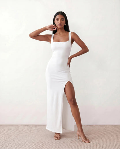 Domitille | Square Neck Open-Back Bodycon Maxi Dress