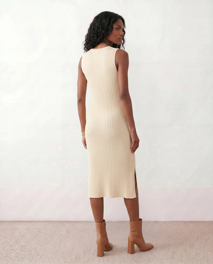 Solange | Ribbed Fitted Sheath Midi Dress