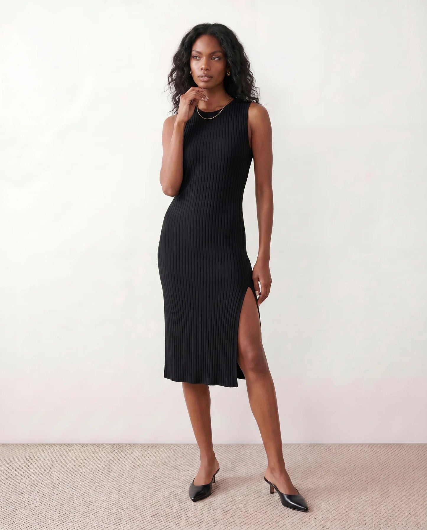 Solange | Ribbed Fitted Sheath Midi Dress