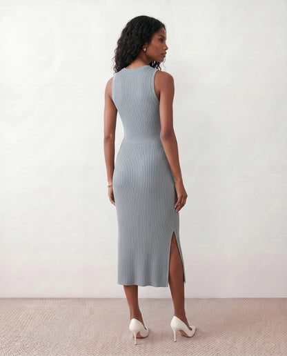 Solange | Ribbed Fitted Sheath Midi Dress