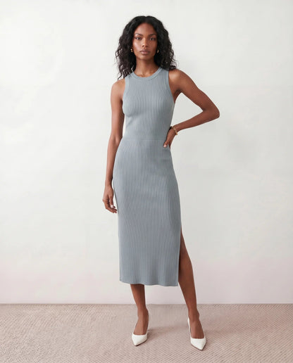 Solange | Ribbed Fitted Sheath Midi Dress