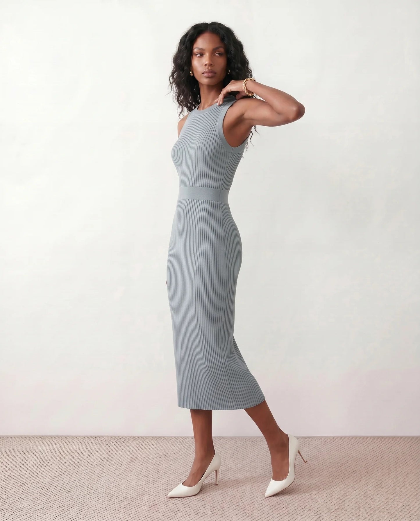 Solange | Ribbed Fitted Sheath Midi Dress