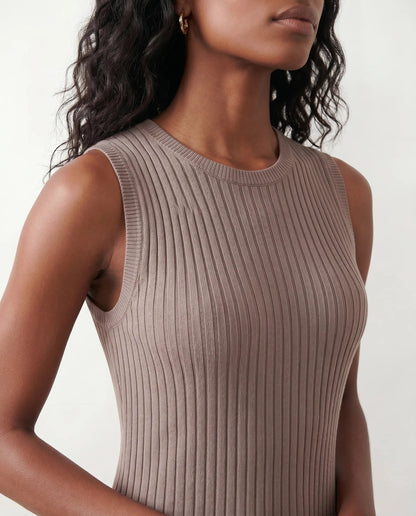 Solange | Ribbed Fitted Sheath Midi Dress