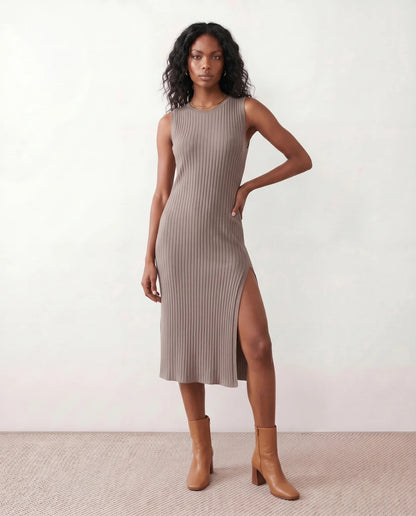 Solange | Ribbed Fitted Sheath Midi Dress