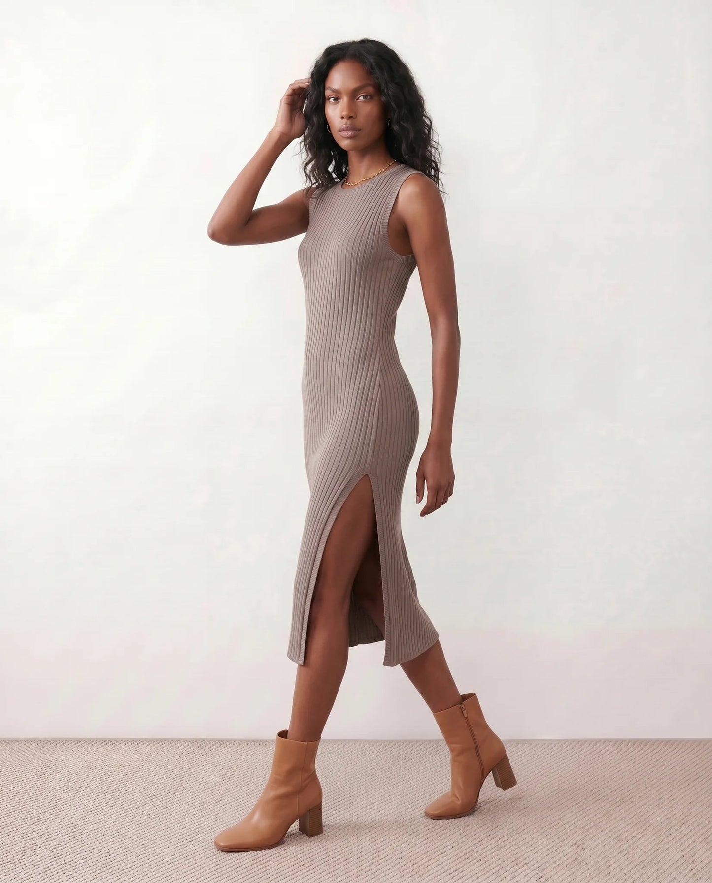 Solange | Ribbed Fitted Sheath Midi Dress